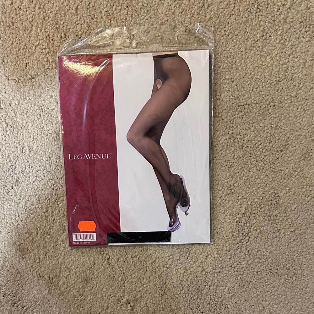 Leg Avenue Black Sheer Pantyhose, crotchless